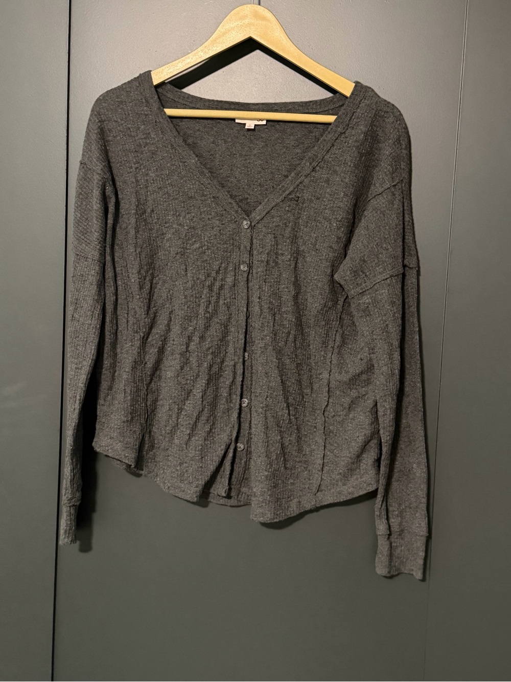 SO Gray Ribbed Knit Cardigan